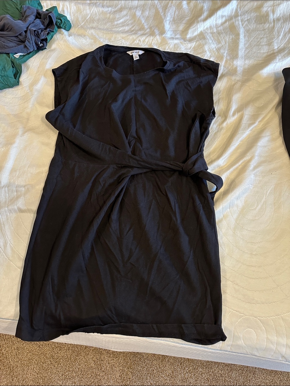Nine West Black Sleeveless Tie-Waist Mini Dress